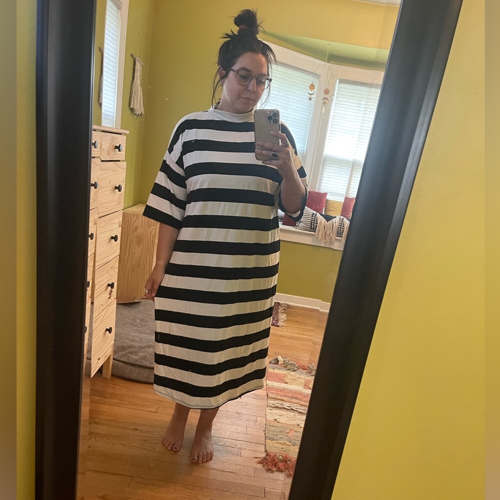 Dressed in LaLa black & white stripe midi dress